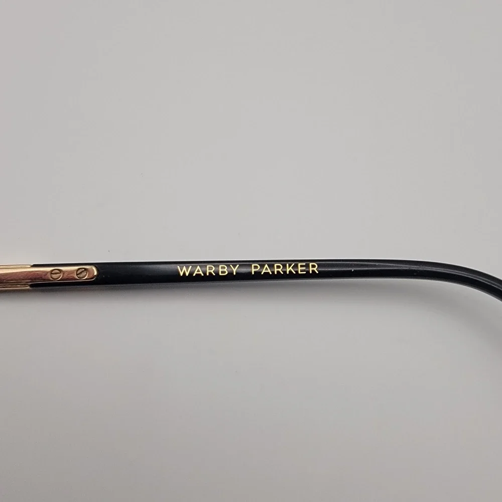 Warby Parker Whittier M Eyeglasses Frames Only 50-21-140 Black Gold CatEye Italy